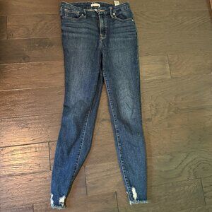 Good American Good Legs Chewed Hem High Waisted Skinny Jeans Blue429